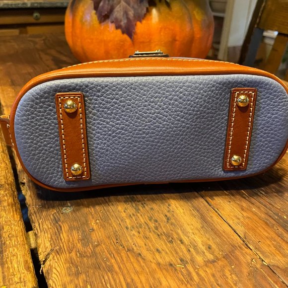 NWT Dooney & Bourke leather brown/dusty blue  "Bitsy Bag" small shoulder purse - Picture 3 of 5